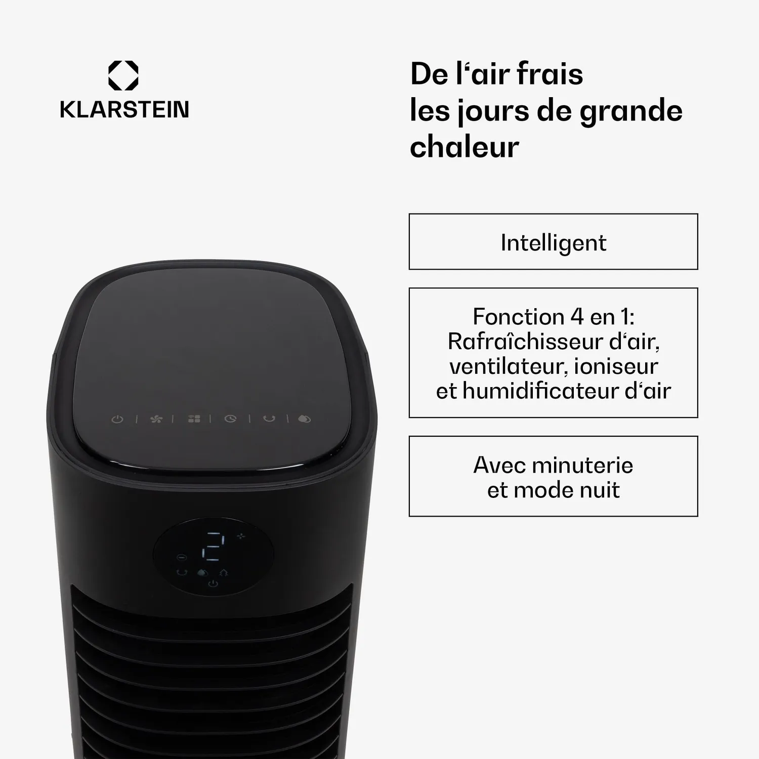 Klarstein Skytower Grand Smart rafraîchisseur d'air 8L noir WiFi