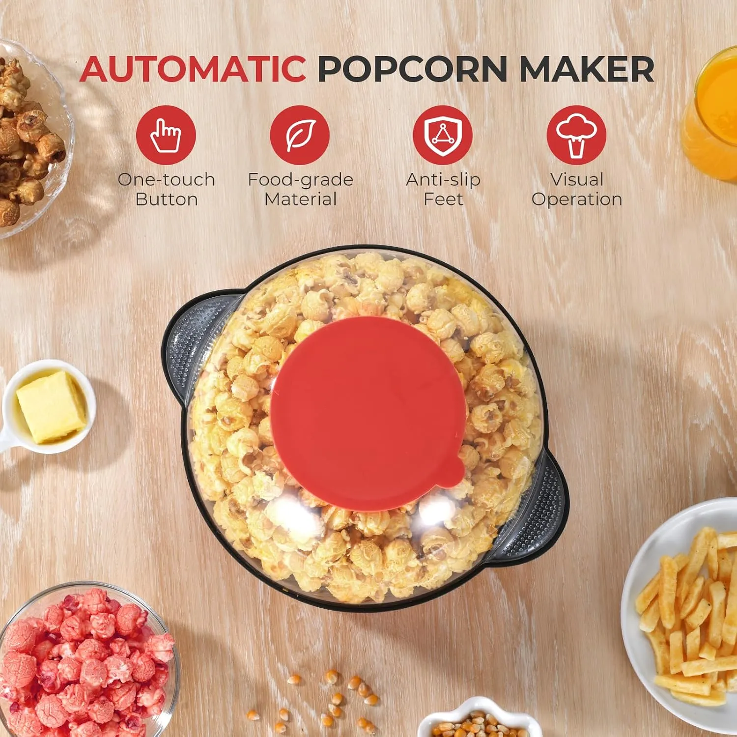 YASHE Machine à Pop Corn Électrique 650W Brassage