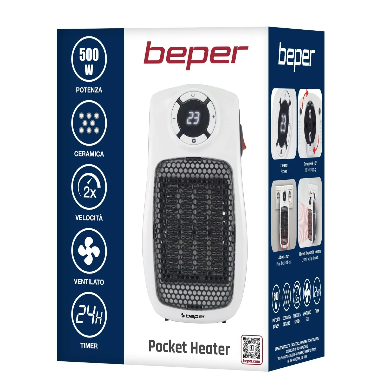 Beper P203TER350 mini radiateur soufflant 500W céramique