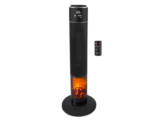 Beper P203TER001 chauffage céramique noir effet flamme oscillant