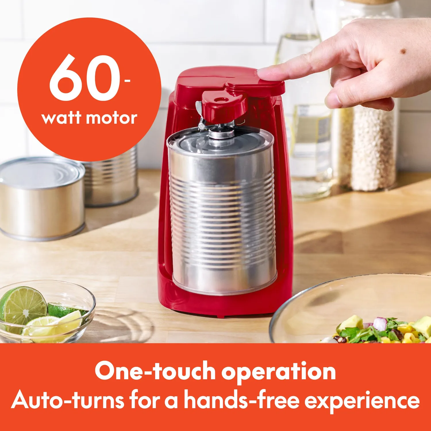 Bella ouvre-boîte électrique rouge lame inox 60W