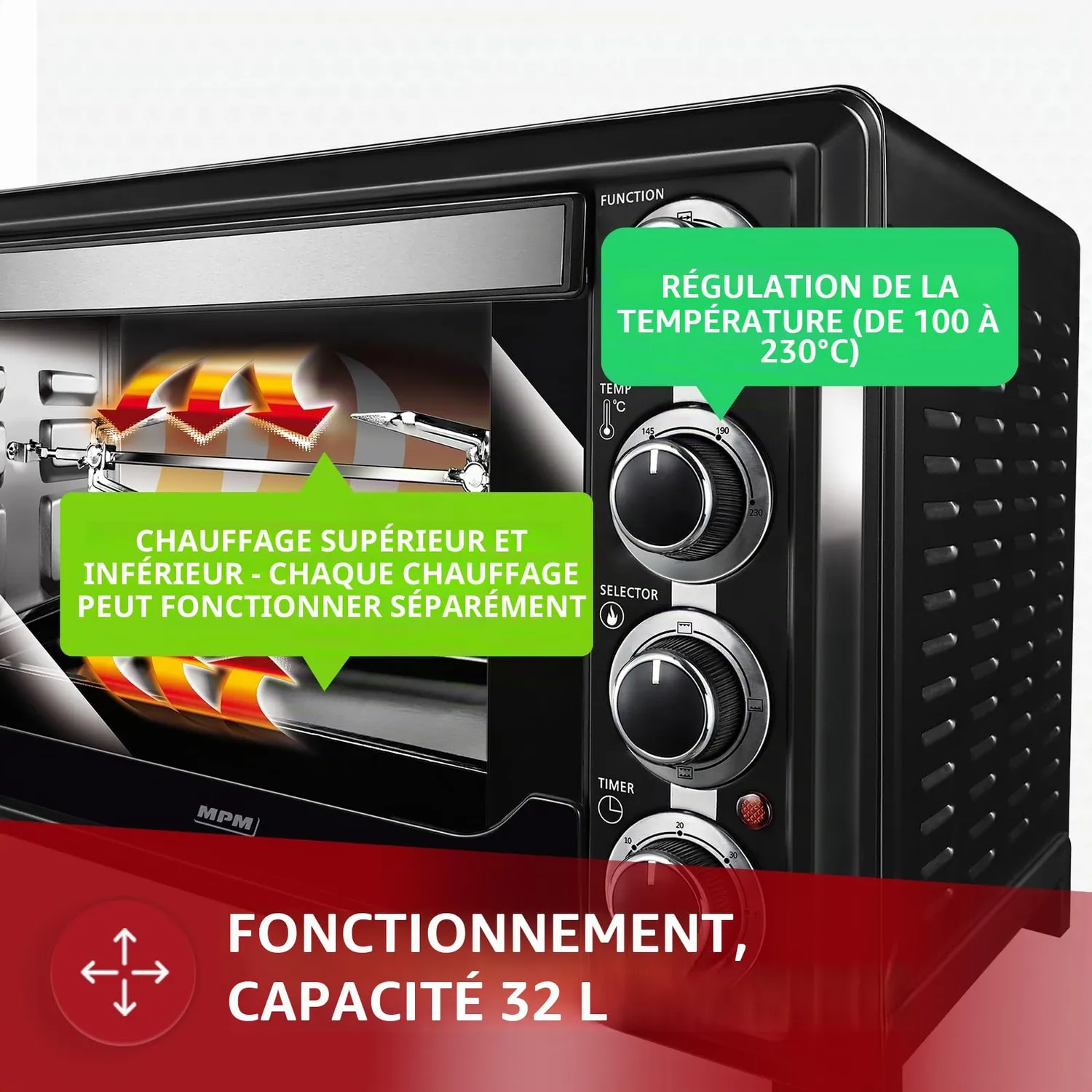 MPM MPE-05/T mini four électrique convection 32 L noir