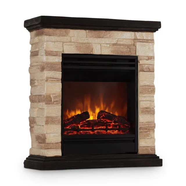 Klarstein Villach cheminée électrique 1800 W pierre noir-marron