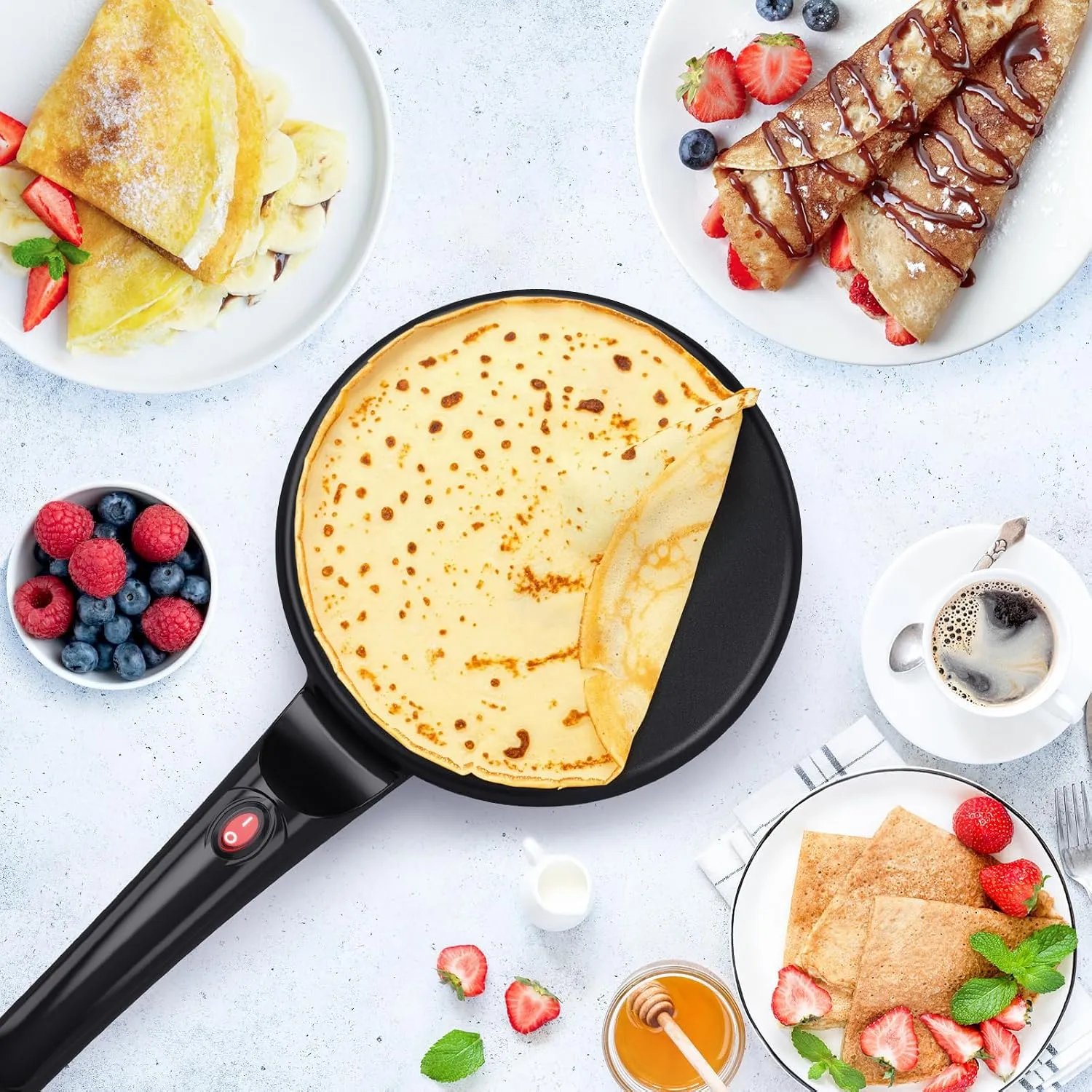 YASHE Crêpière Électrique 800W antiadhésive portable