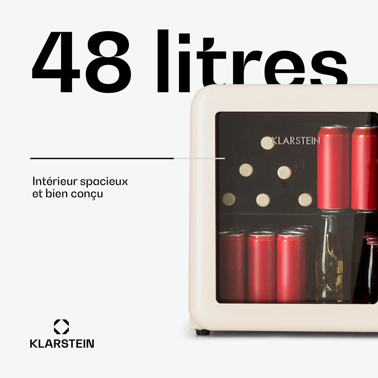 Klarstein mini frigo 48 L porte vitrée 0-10°C