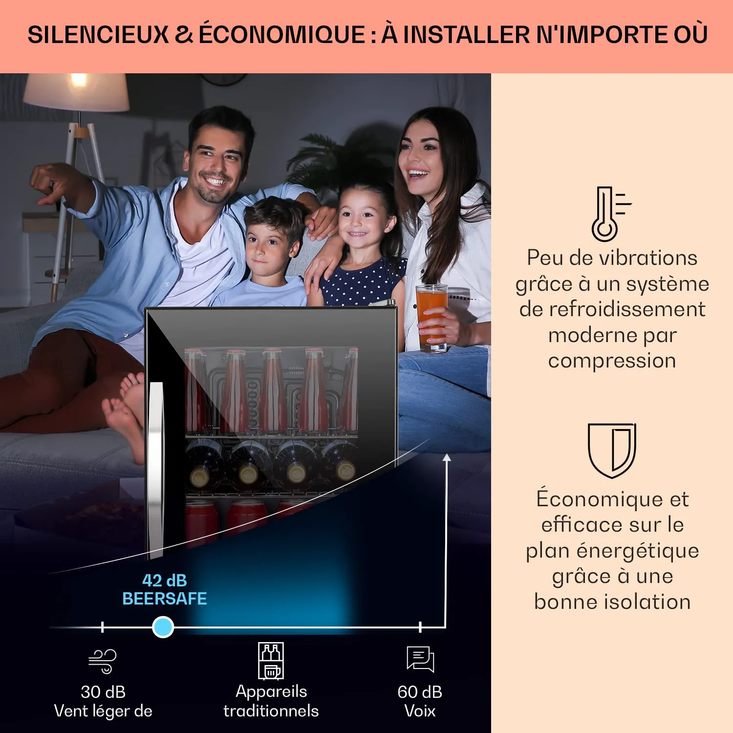 Klarstein mini frigo bar 33 L vitré noir silencieux