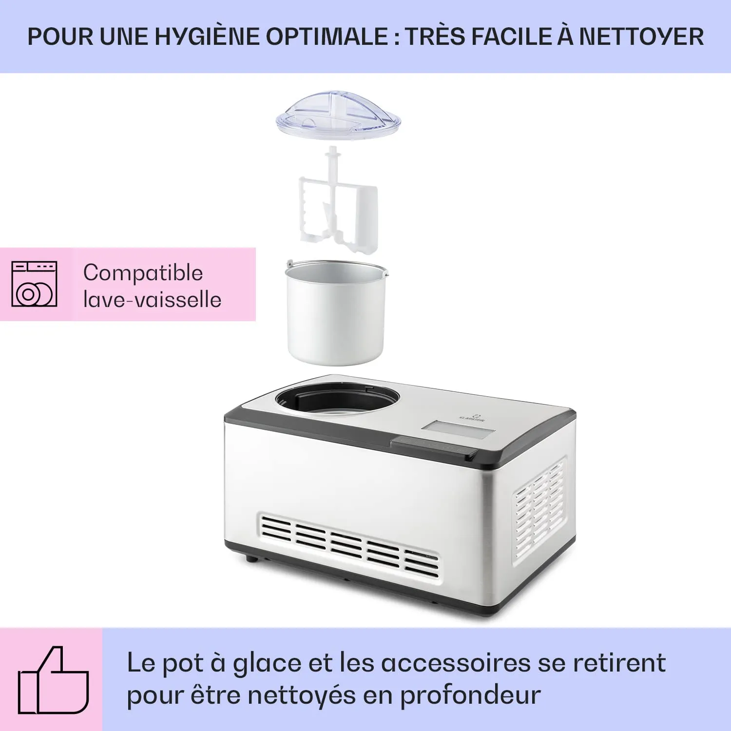 Klarstein turbine à glace sorbetière 2 L 180 W connectée