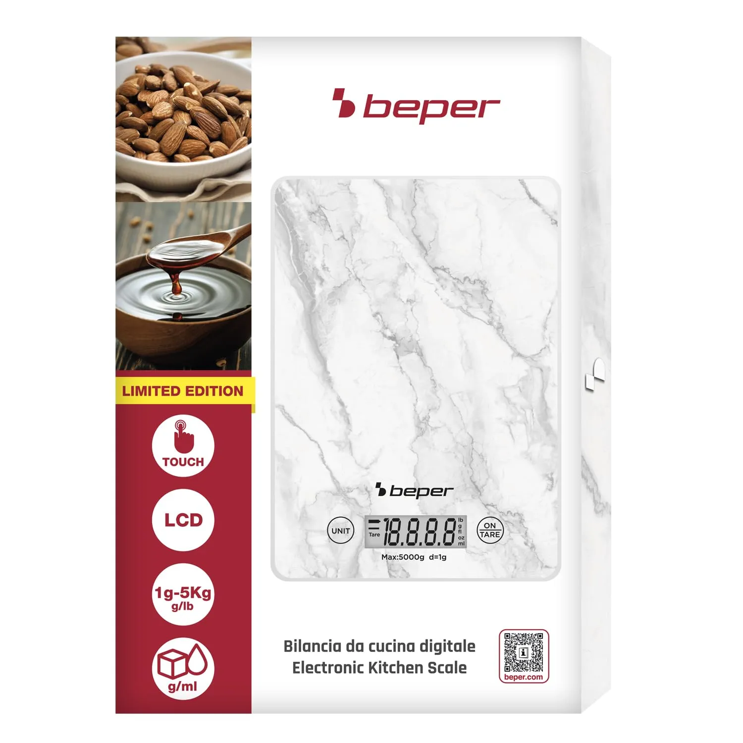 Beper P102BIL004 balance de cuisine marbre blanc 5 kg