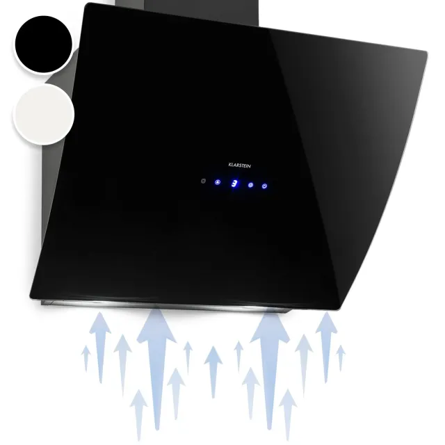 Klarstein hotte aspirante inclinée 60cm noir 595m³/h LED