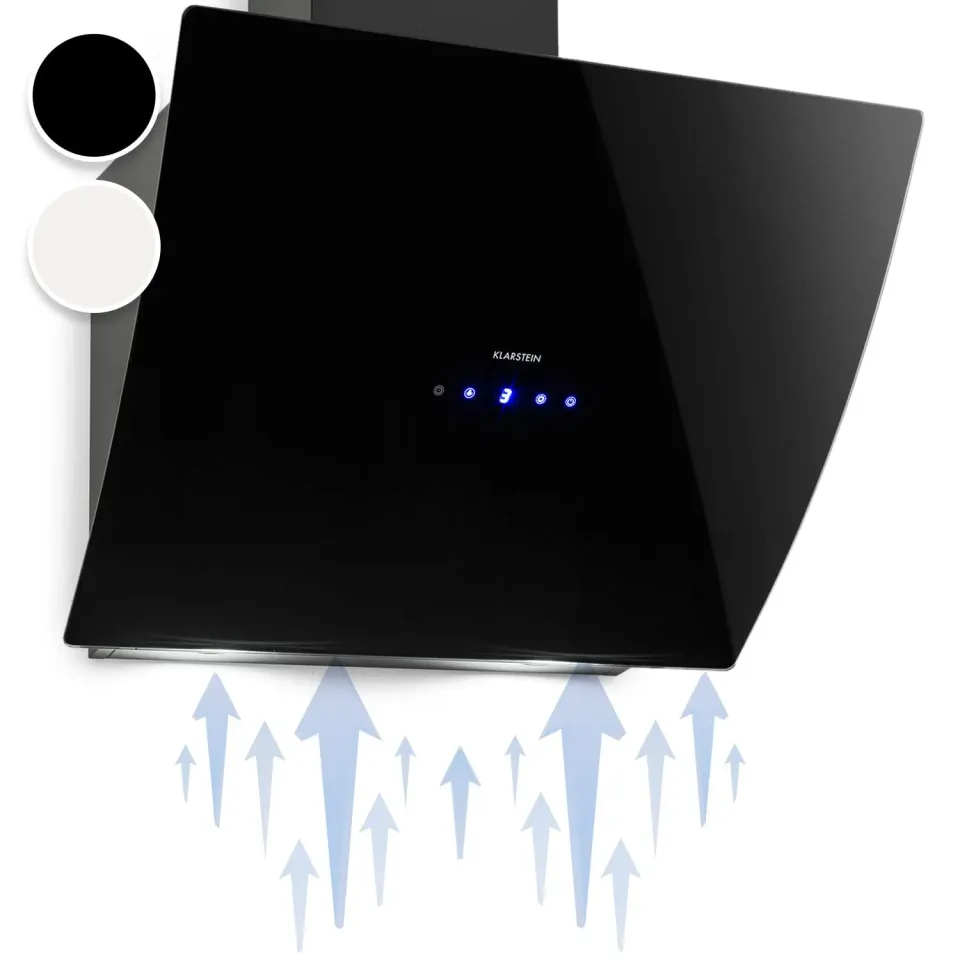 Klarstein hotte aspirante inclinée 60cm noir 595m³/h LED