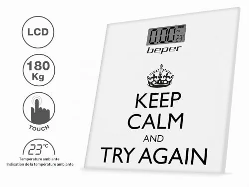 Beper 40.821 Keep Calm pèse-personne blanc 180 kg