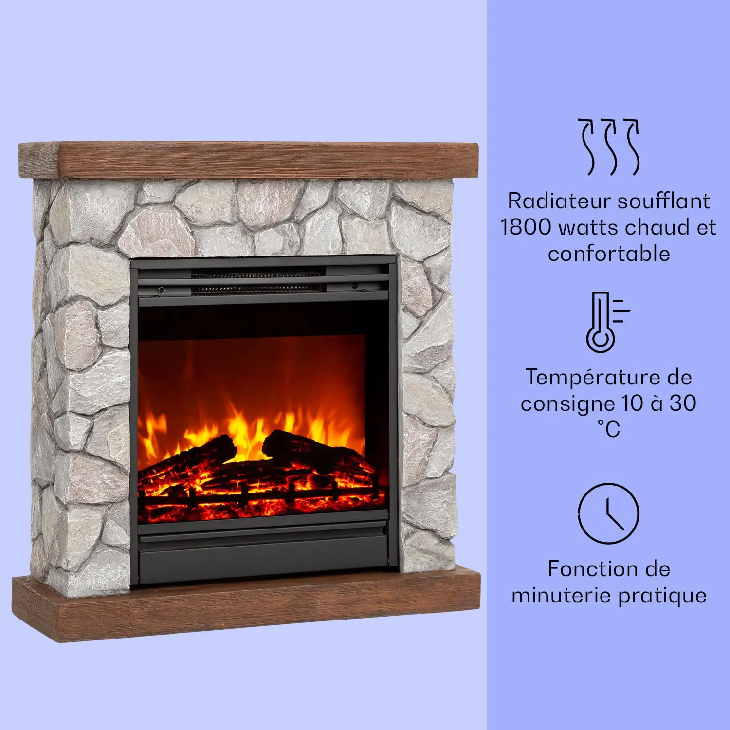 Klarstein Lodge cheminée électrique 1800W effet flamme