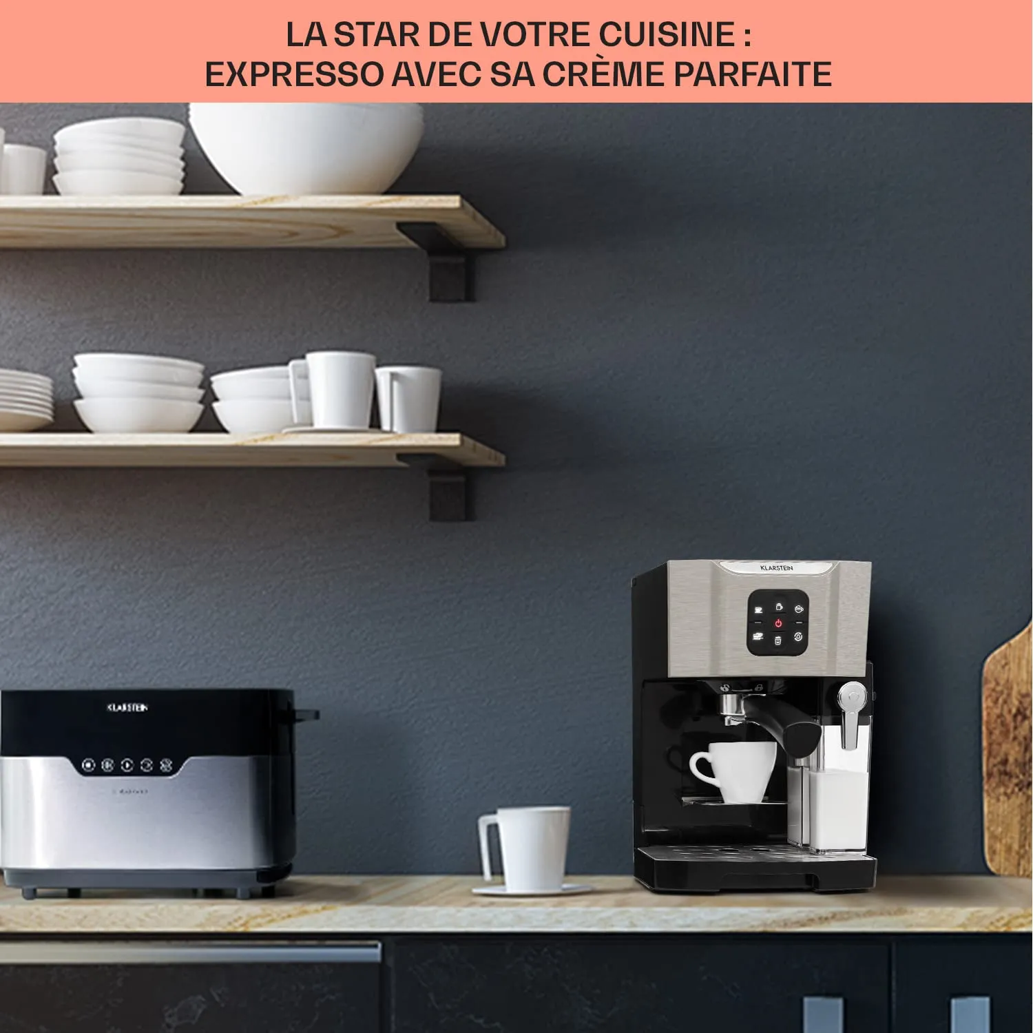 Klarstein BellaVita cafetière expresso 20 bars gris acier