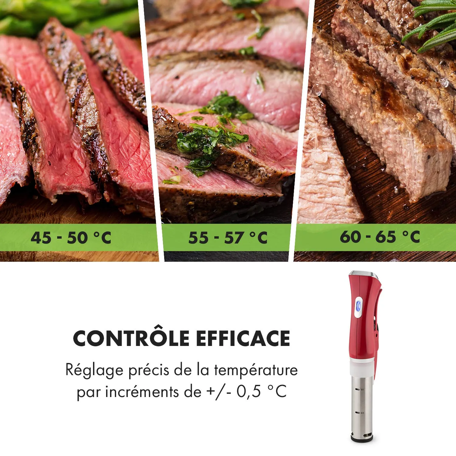 Klarstein Quickstick cuiseur sous vide 1300W rouge