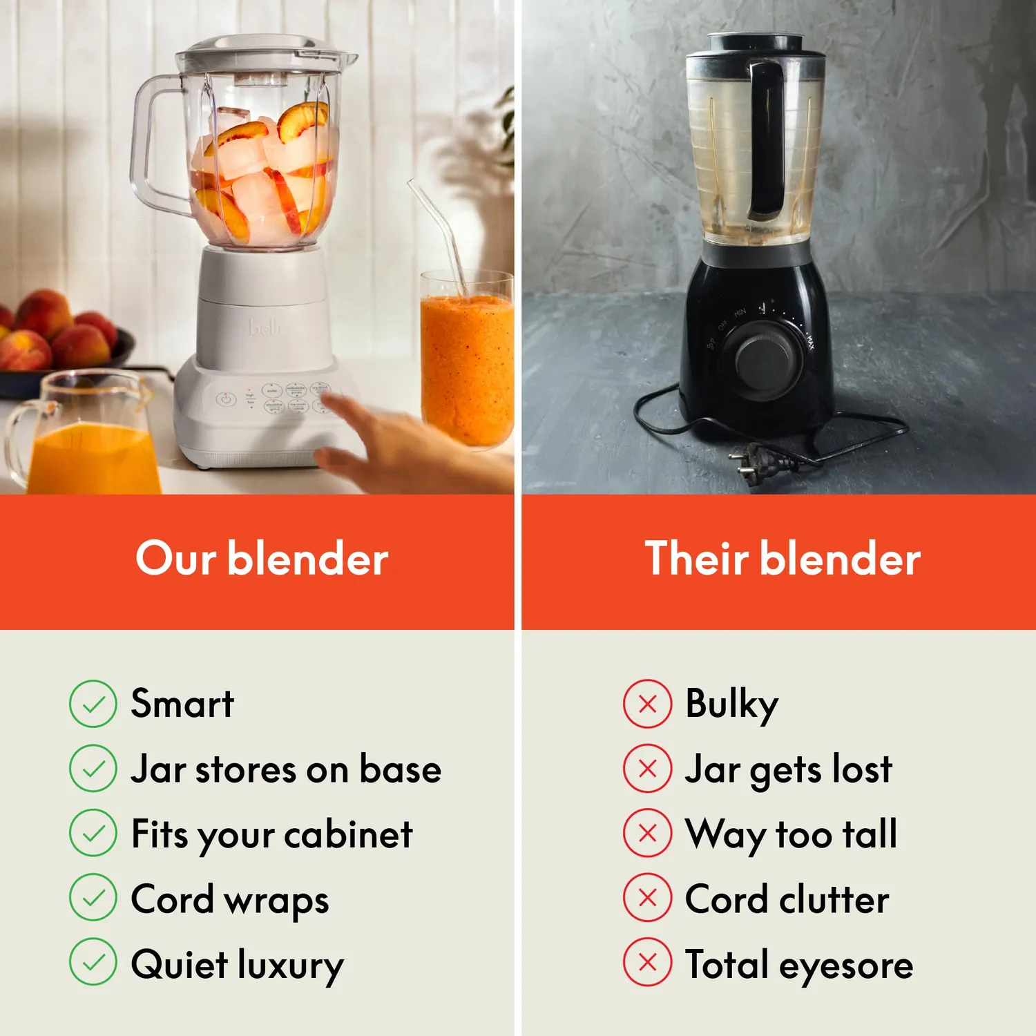 Bella Flip Store blender 10 vitesses 6 tasses avoine