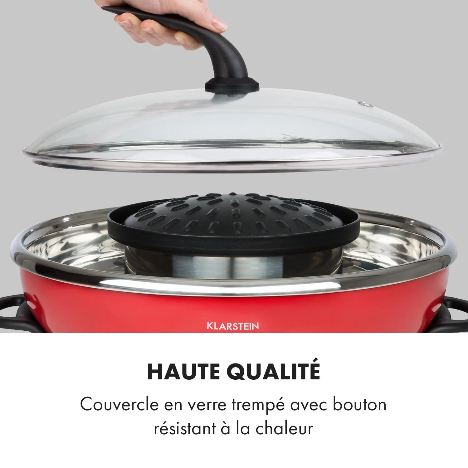 Klarstein Tafelrunde faitout lectrique rouge 5 L 2 en 1