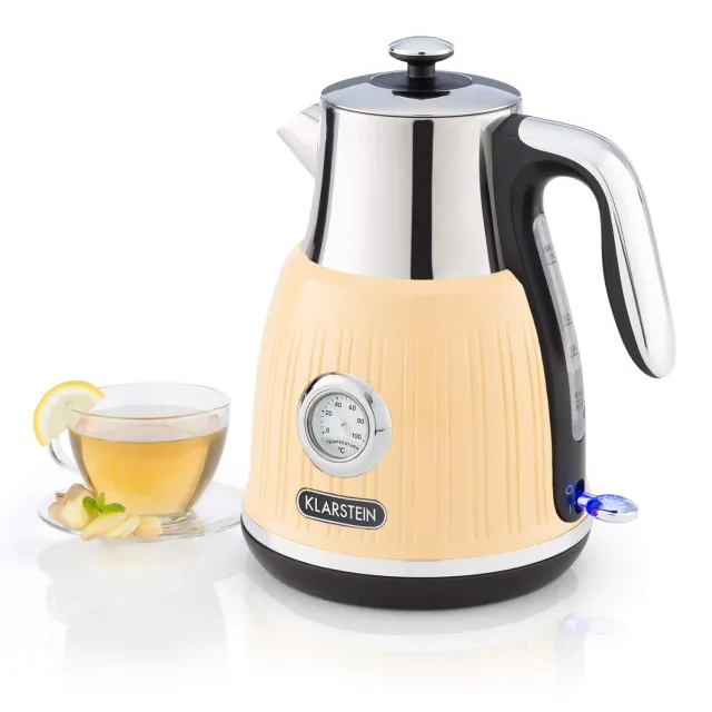 Klarstein Cancan bouilloire électrique 1,6 L crème rétro