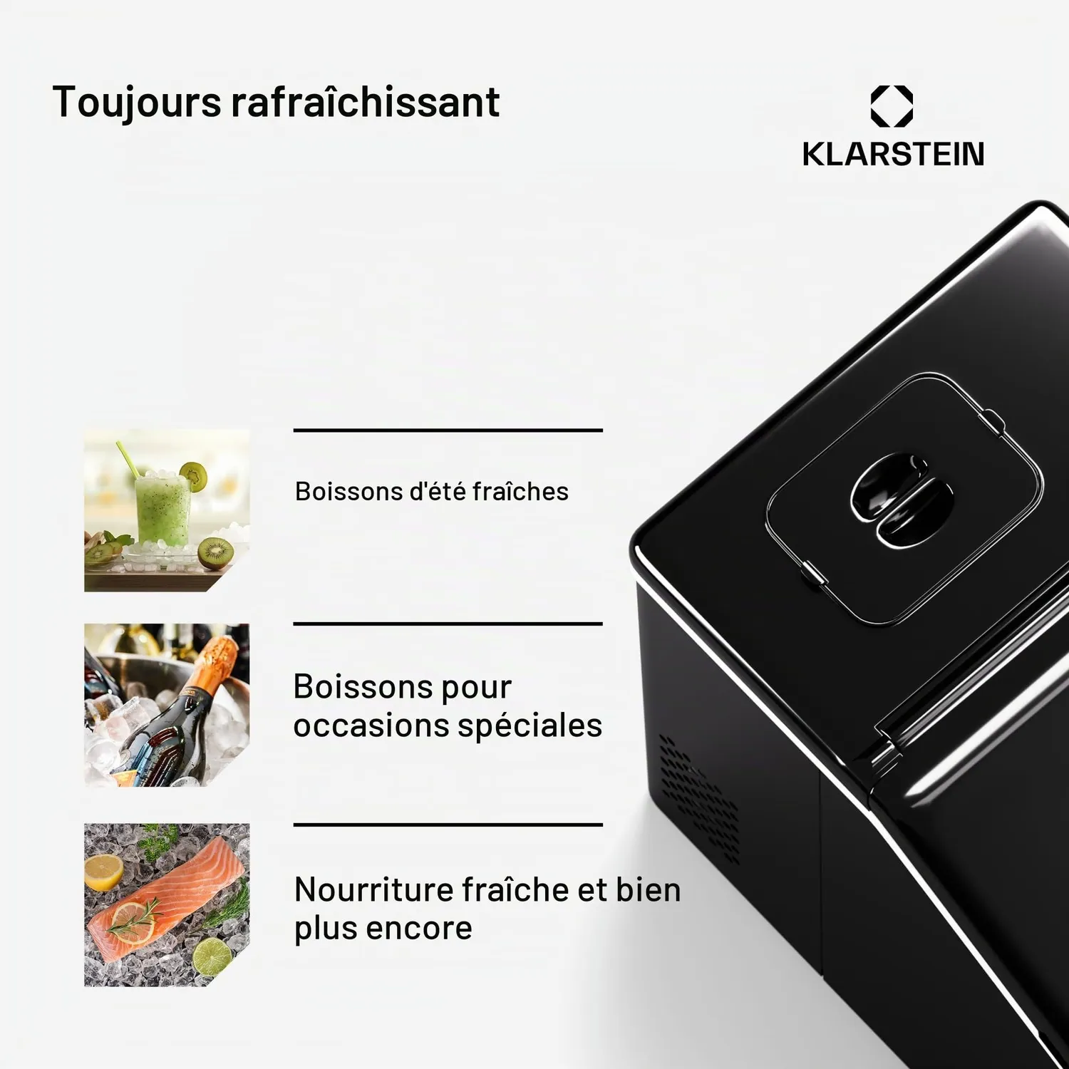 Klarstein Clearcube machine à glaçons inox 13 kg glaçons transparents