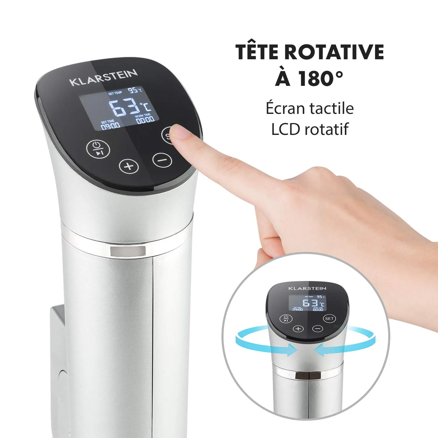 Klarstein Quickstick cuiseur sous vide argent 1300W 20L