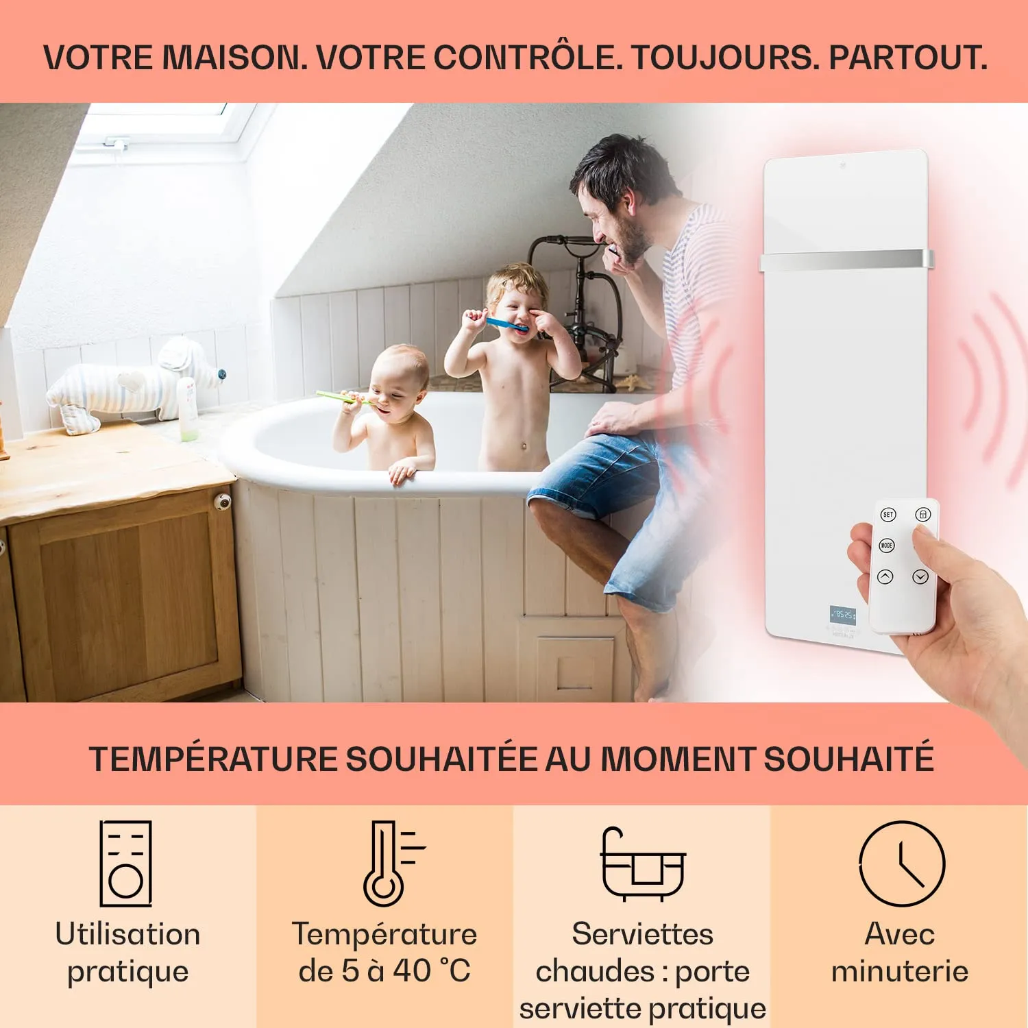Klarstein Hot Spot Crystal chauffage infrarouge 850 W IP24