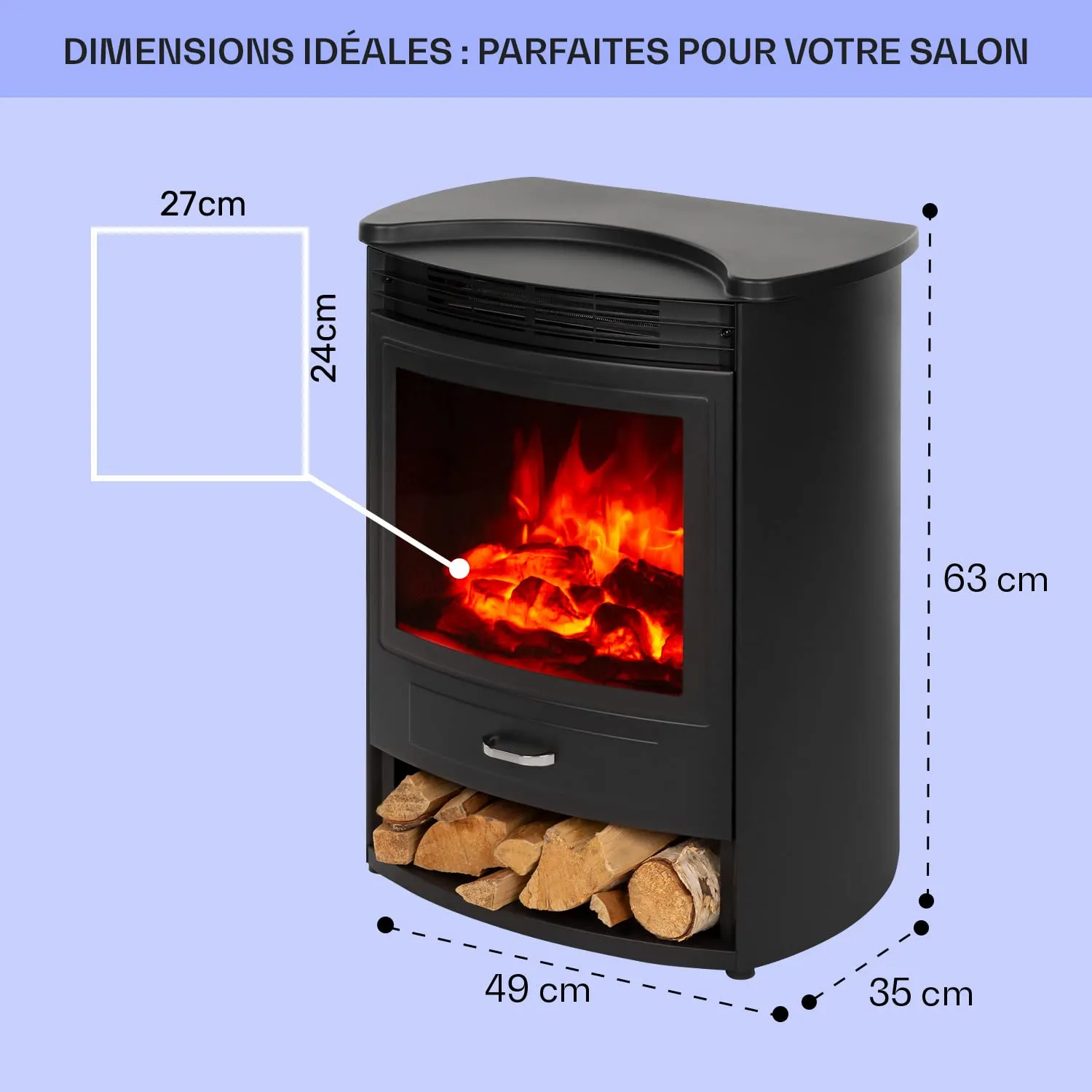 Klarstein Bormio S cheminée électrique 1900W télécommande