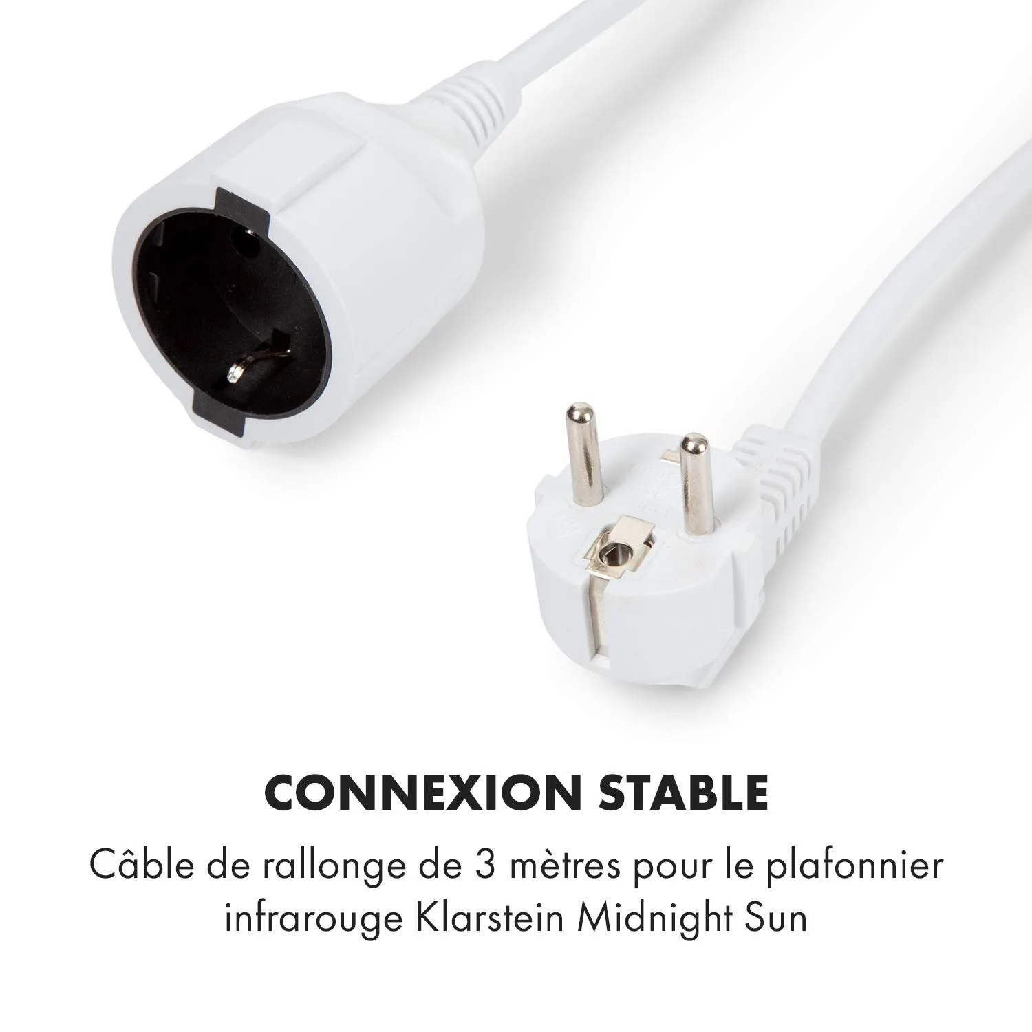 Klarstein Midnight Sun câble rallonge 3 mètres blanc