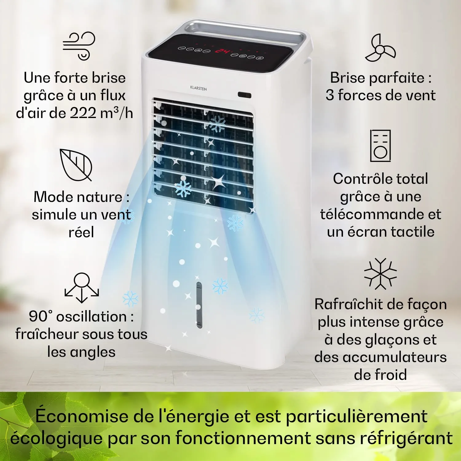Klarstein rafraîchisseur d'air mobile 75W blanc 5-en-1 ioniseur