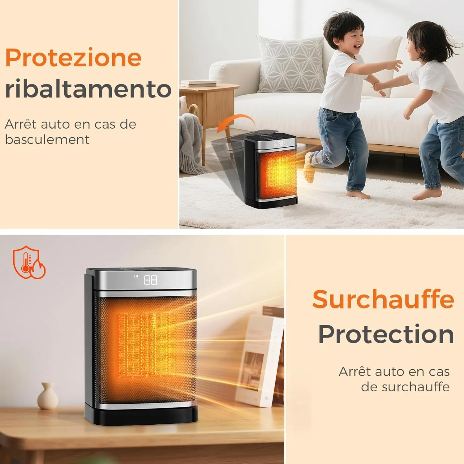 YASHE Chauffage Céramique PTC 1500W silencieux