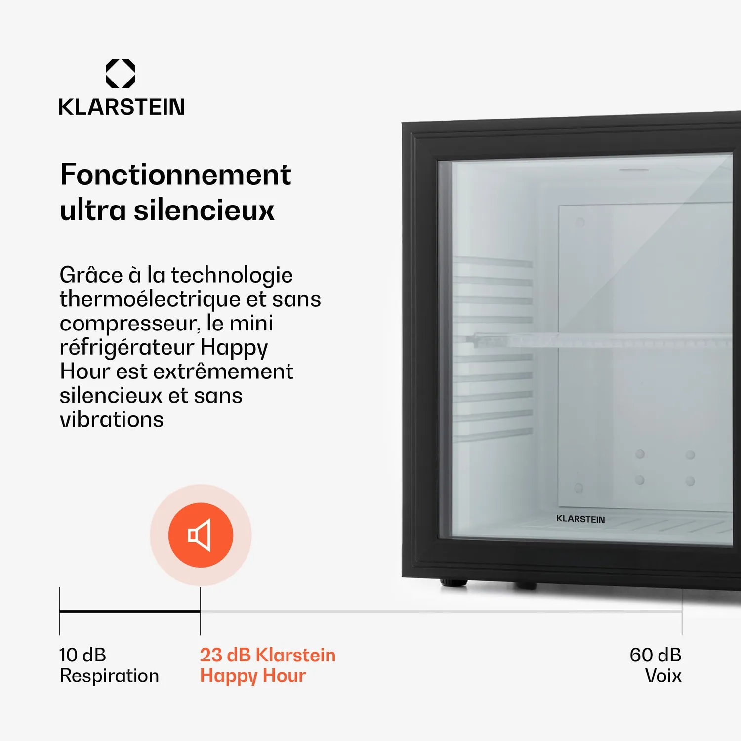 Klarstein Brooklyn Mini frigo 23L Noir Neo porte vitrée