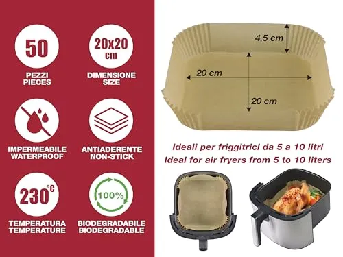 Beper C103ACC004 lot 50 barquettes papier air fryer