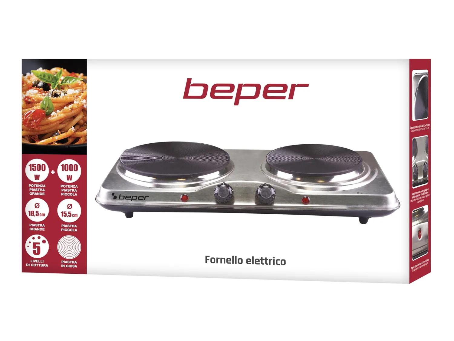 Beper 90.825 double plaque cuisson électrique 2 feux 1000W