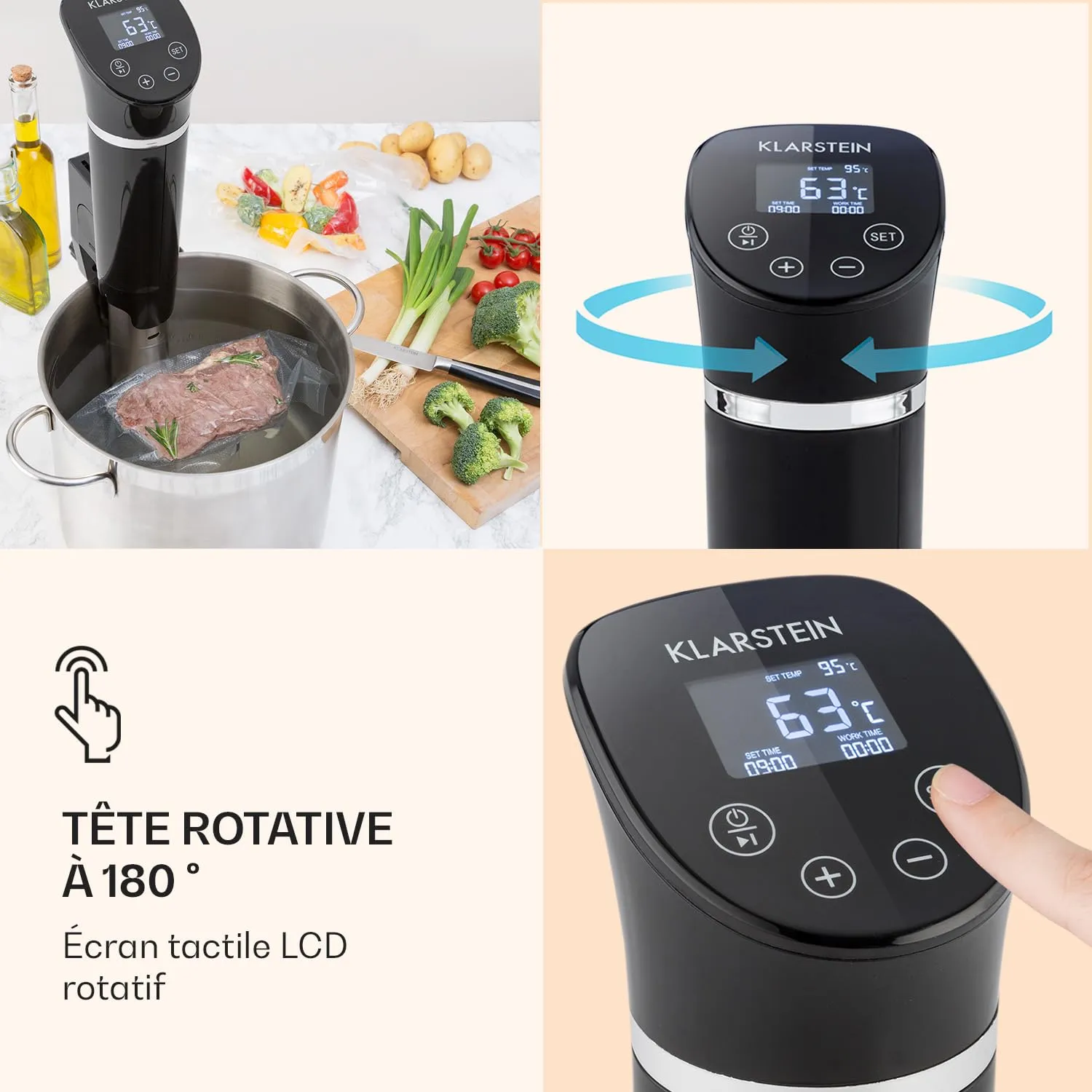 Klarstein Quickstick thermoplongeur sous vide 1100W 90°C