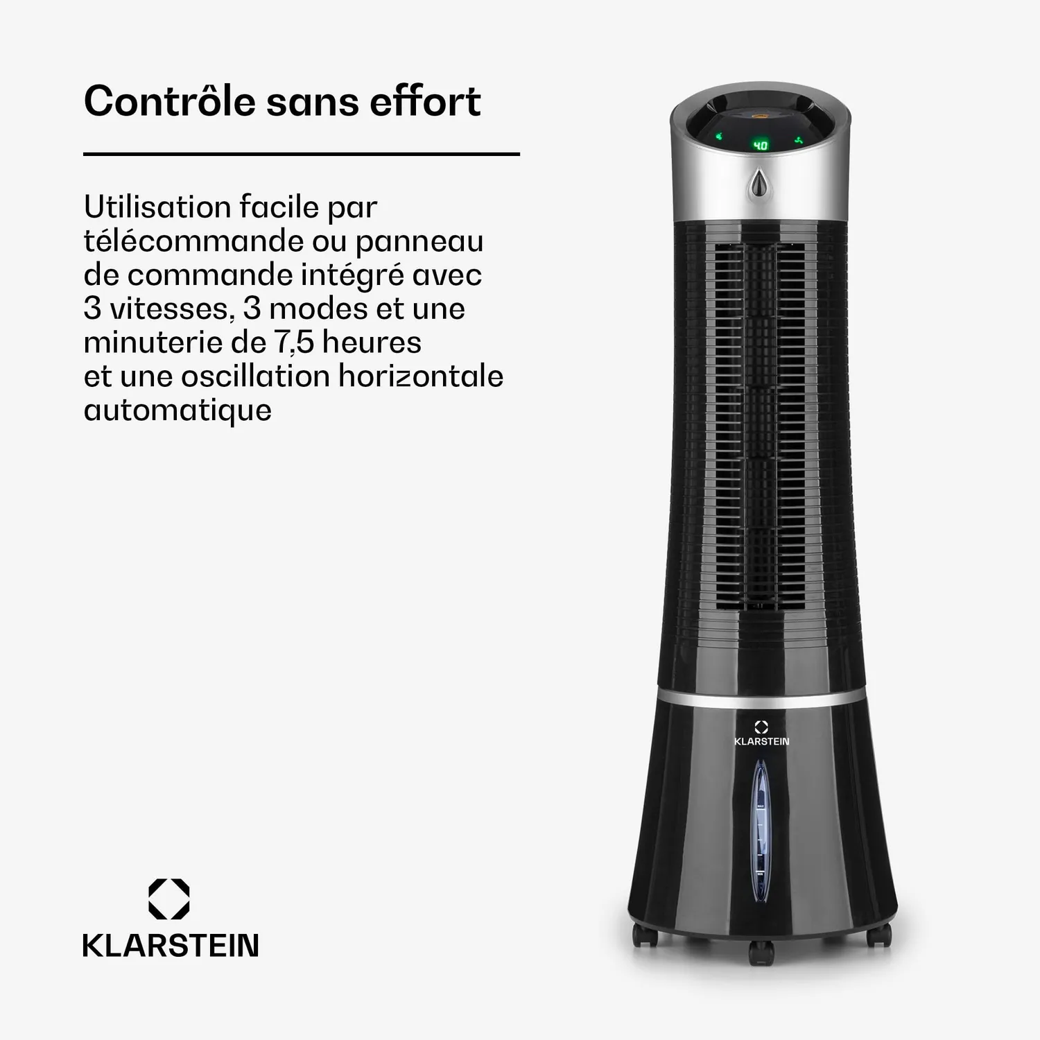 Klarstein rafraîchisseur d’air 5 en 1 ioniseur 6 L 45 W