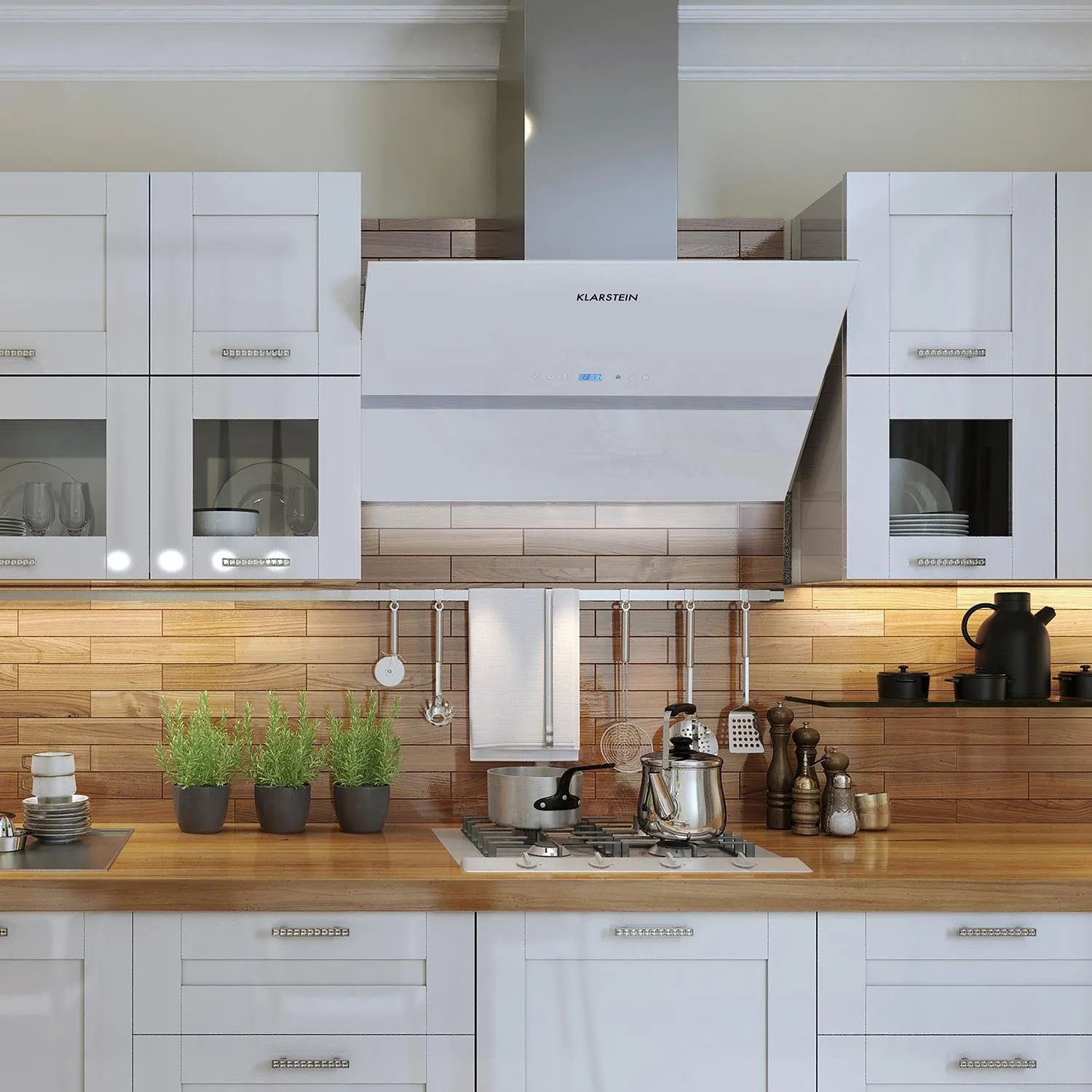 Klarstein Aurea VII hotte murale 90 cm blanc 620 m³/h 195 W