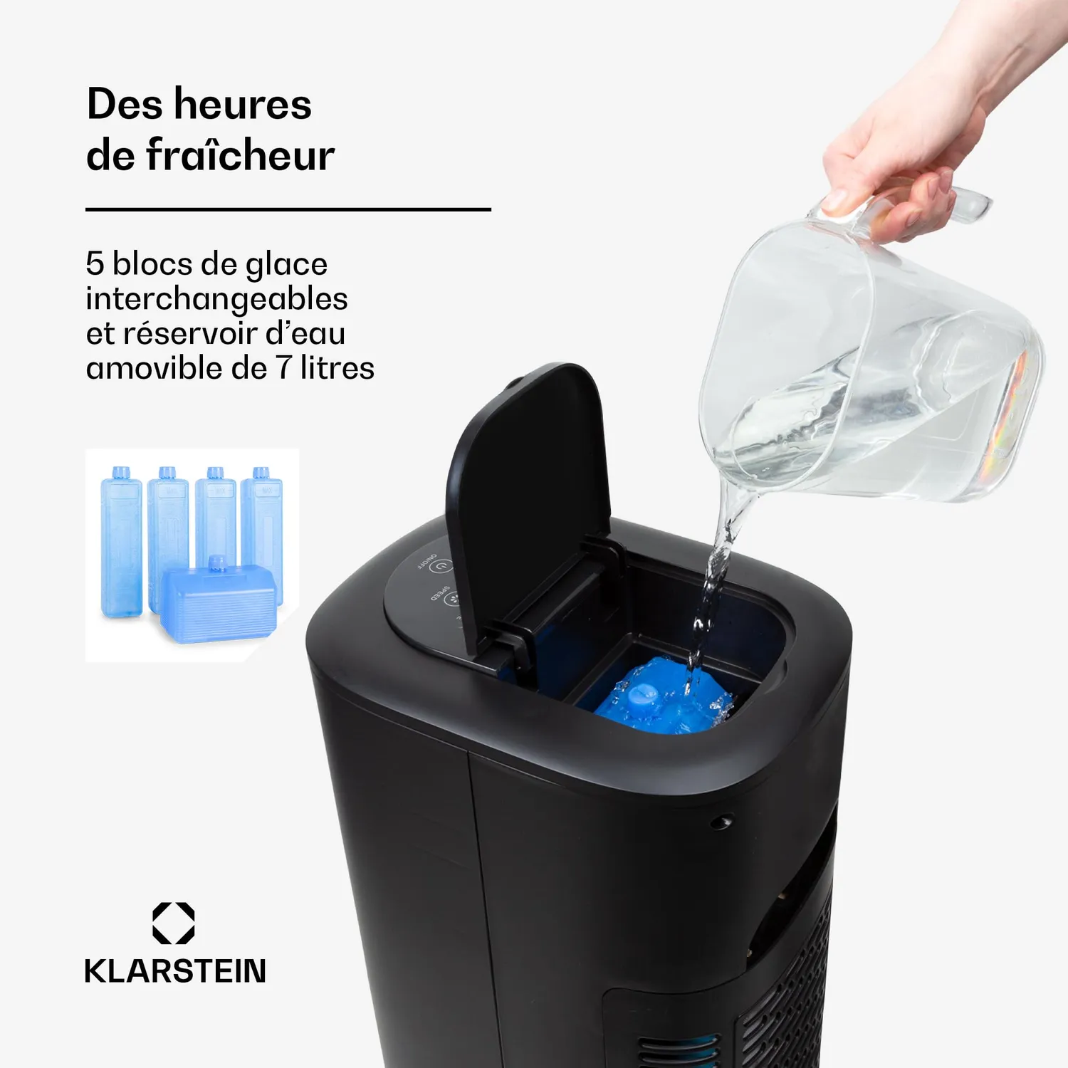 Klarstein rafraîchisseur d'air mobile 5-en-1 85W 7L