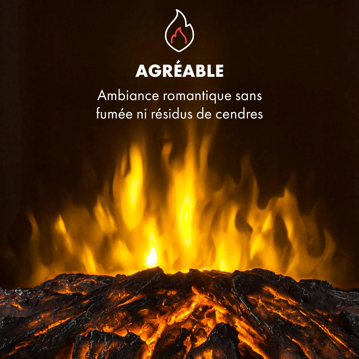 Klarstein Cheminée Électrique 2000W effet flamme LED