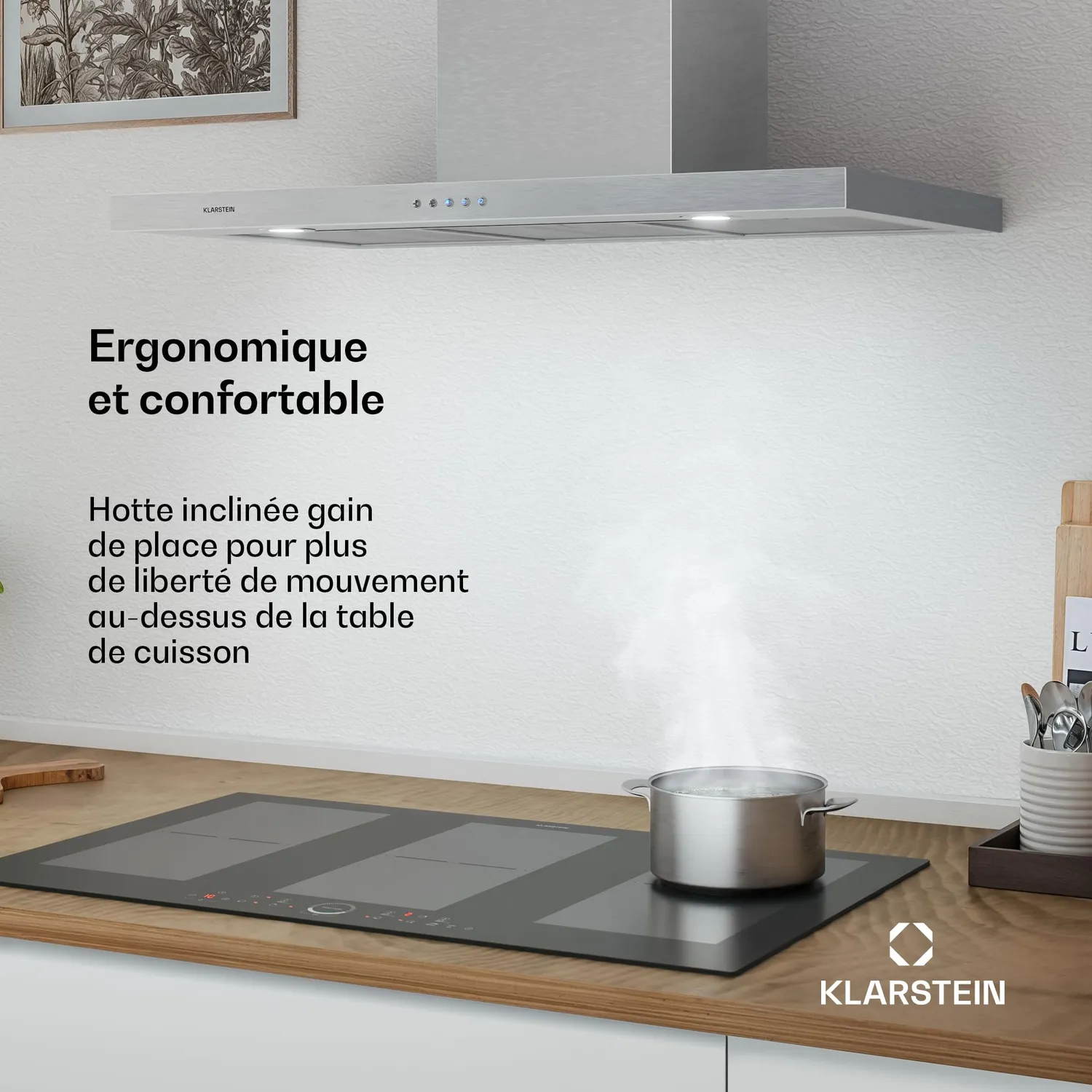 Klarstein Limelight hotte aspirante 90 cm argent 600 m³/h