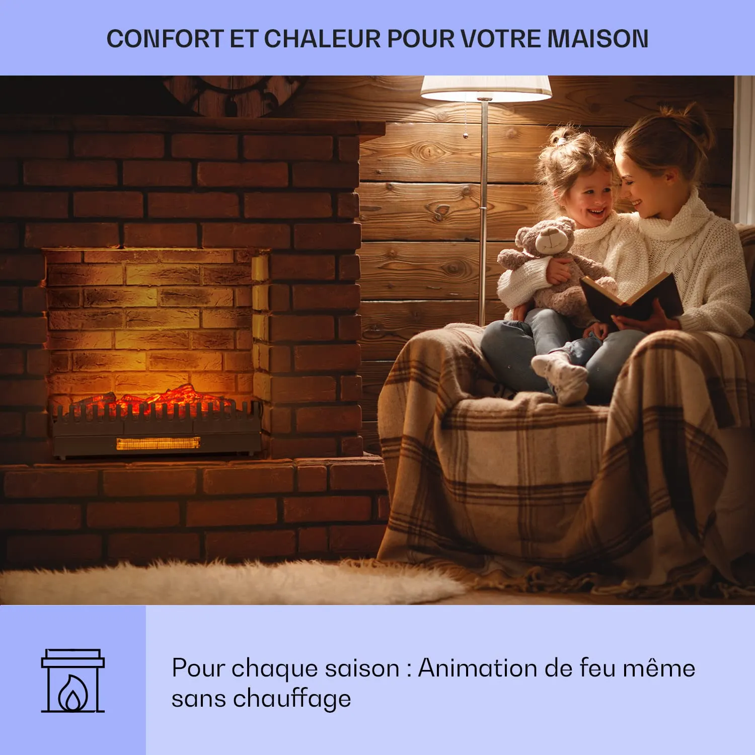 Klarstein Cheminée Électrique 65 cm Chauffage 2000W Noir