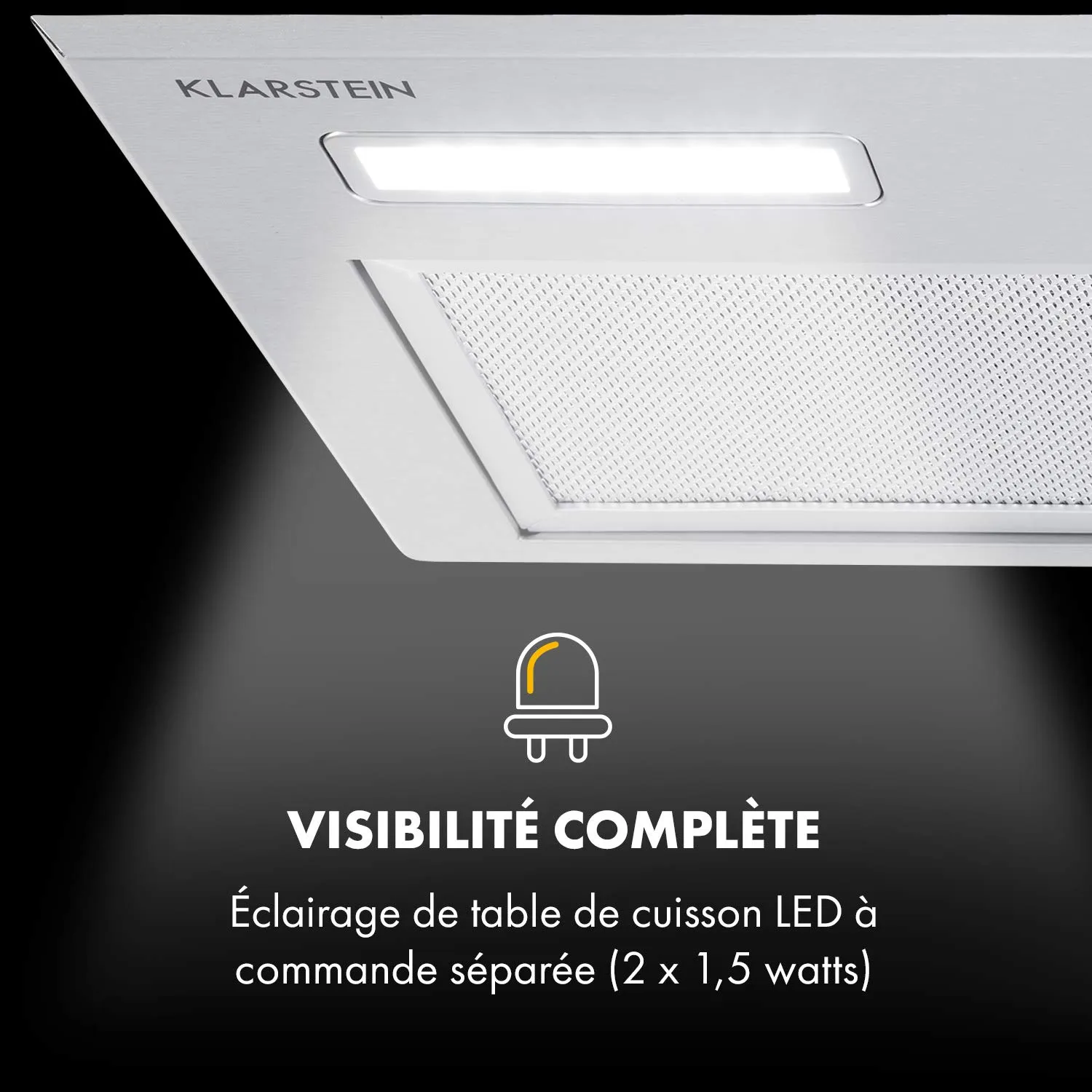 Klarstein Simplica 52 hotte encastrable 52 cm inox
