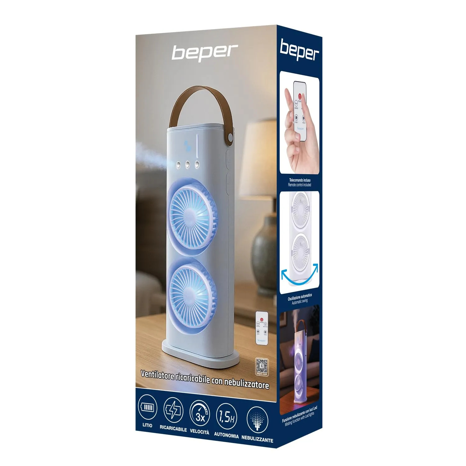 Beper P206VEN445 ventilateur brumisateur LED télécommande