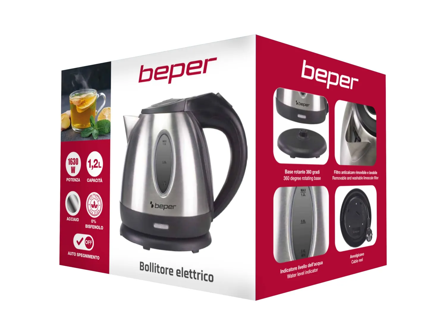 Beper P101BOL001 bouilloire électrique 1,2 L noire