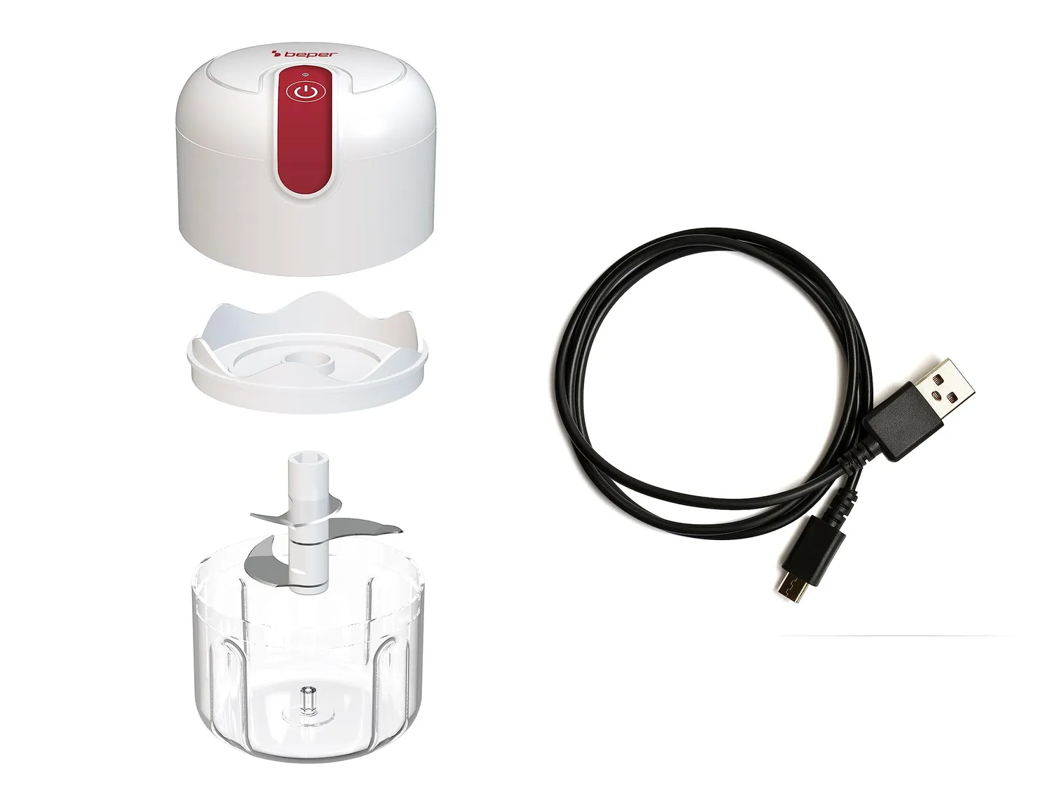 Beper P102ROB050 mini hachoir USB 250 ml rouge 3,7 V