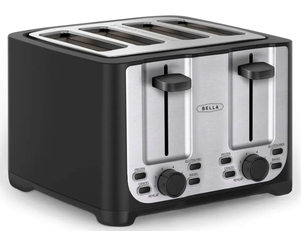 bella grille-pain 4 tranches inox noir fentes extra-larges