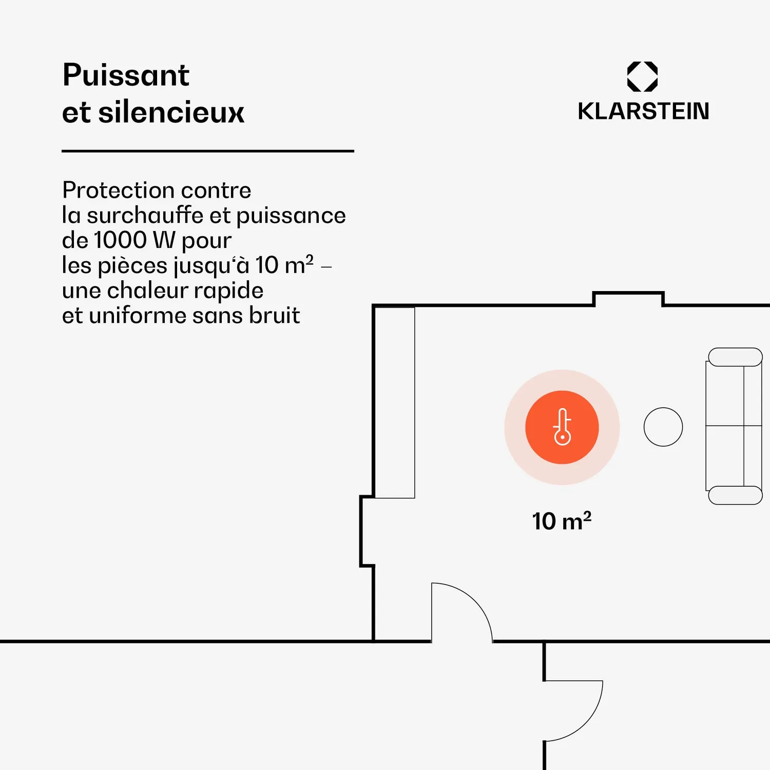 Klarstein convecteur électrique 1000W blanc 20m²