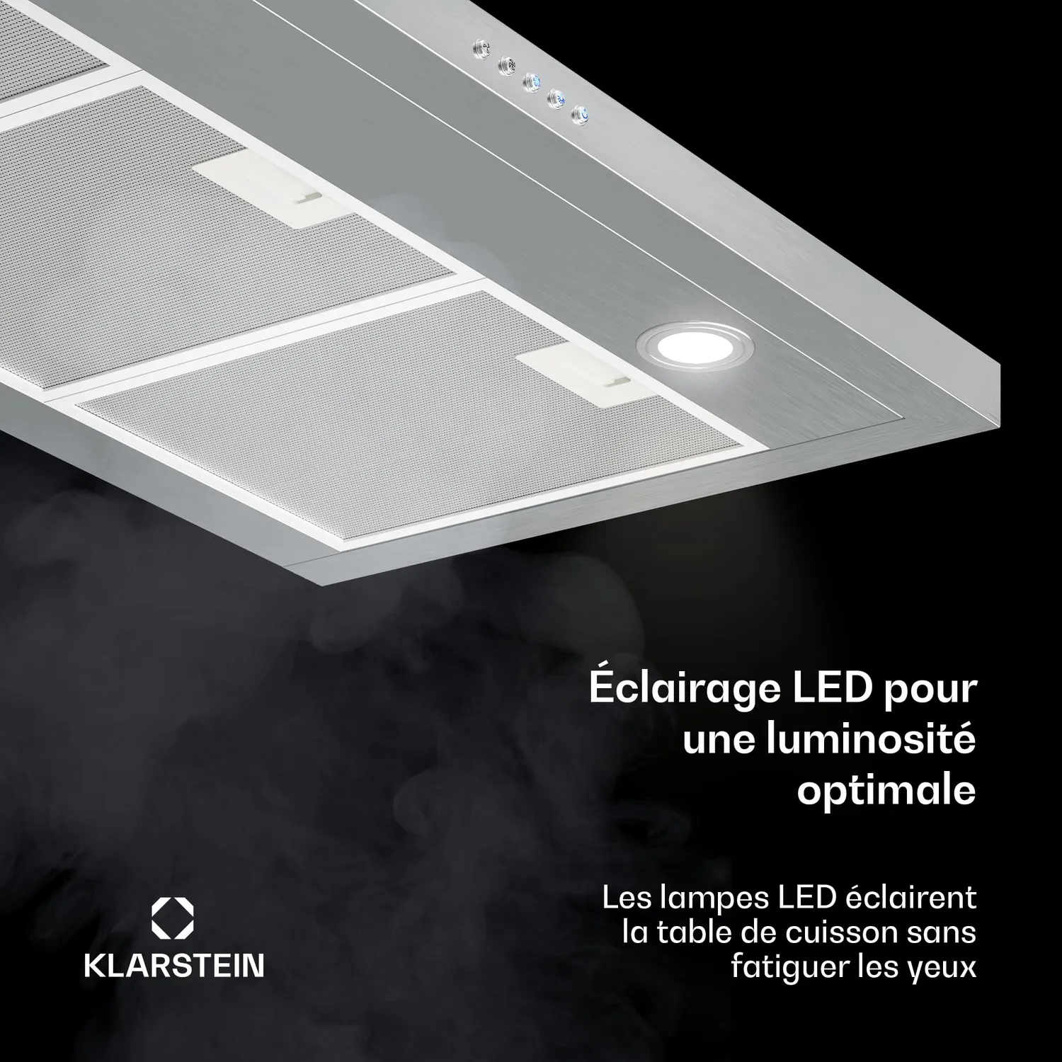 Klarstein Limelight hotte aspirante 90 cm argent 600 m³/h