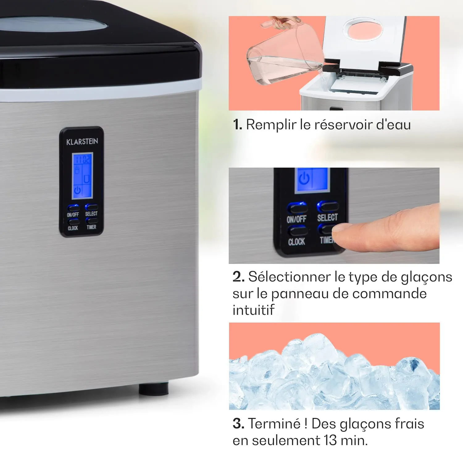 Klarstein Mr Black-Frost machine à glaçons 15 kg noir