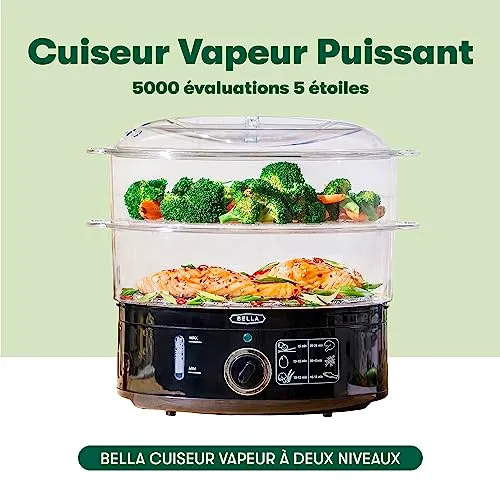 Bella cuiseur vapeur 2 étages 7 L noir arrêt auto
