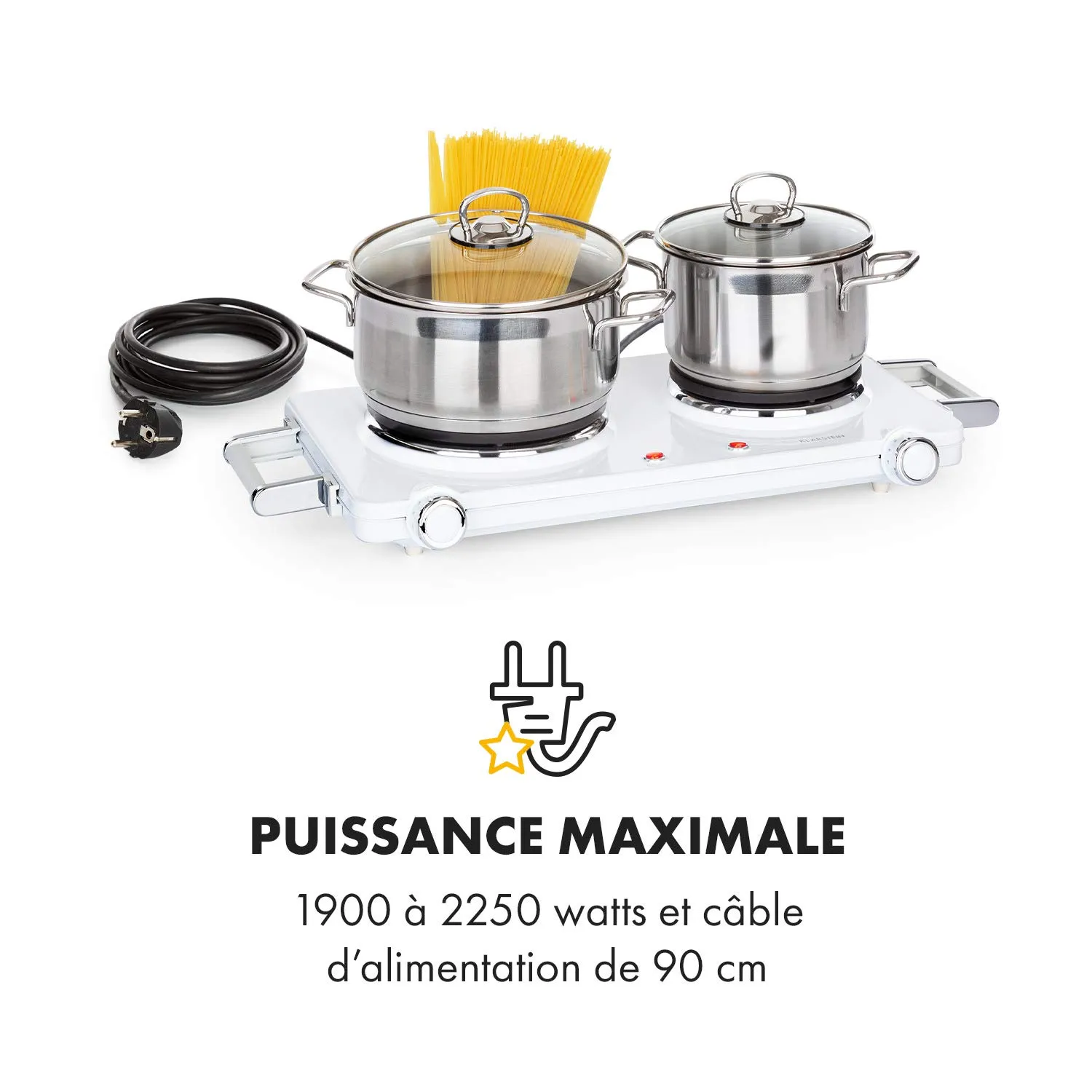 Klarstein Cookorama plaque de cuisson électrique double blanche