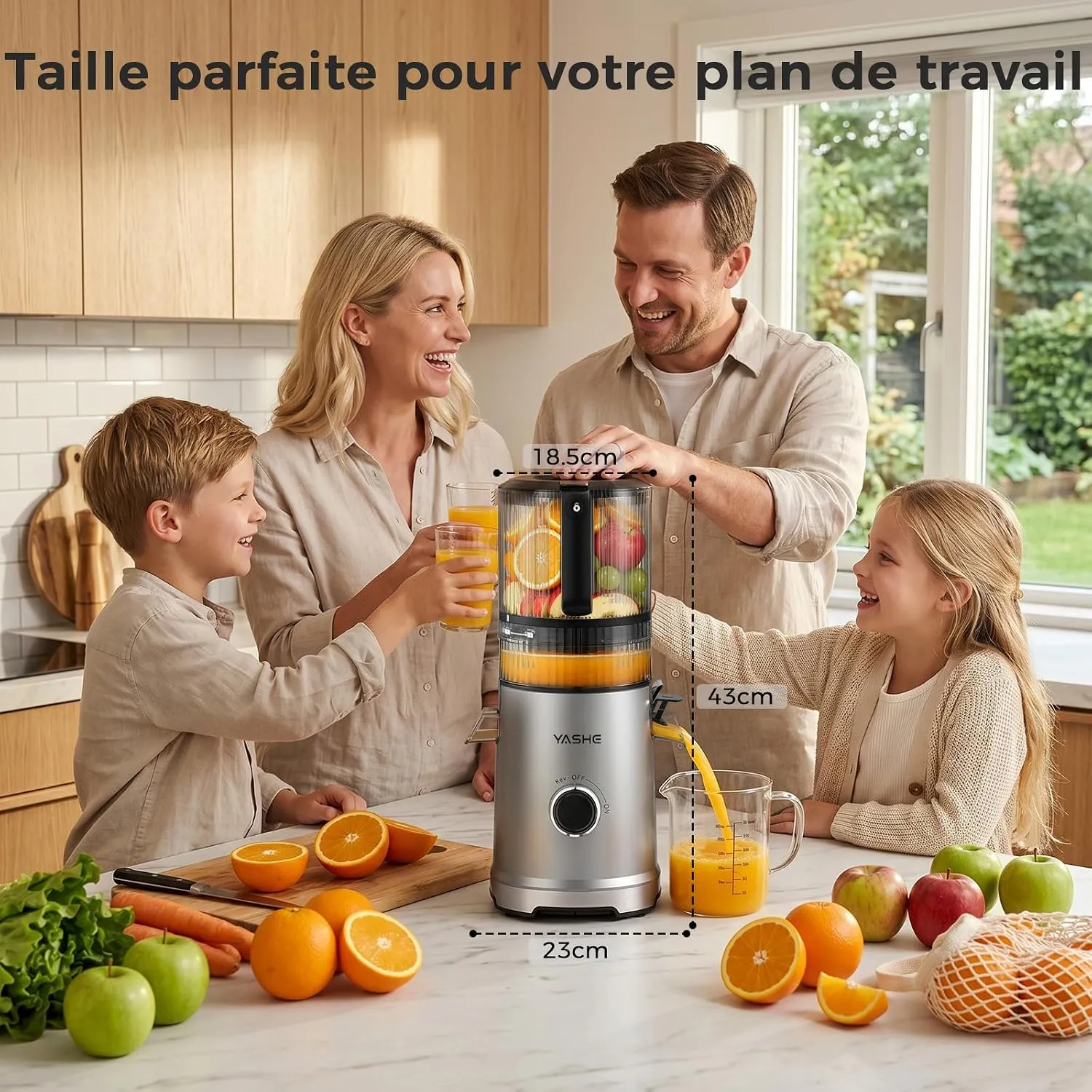 YASHE Extracteur Jus Froid 600W Goulotte 152mm 3-en-1