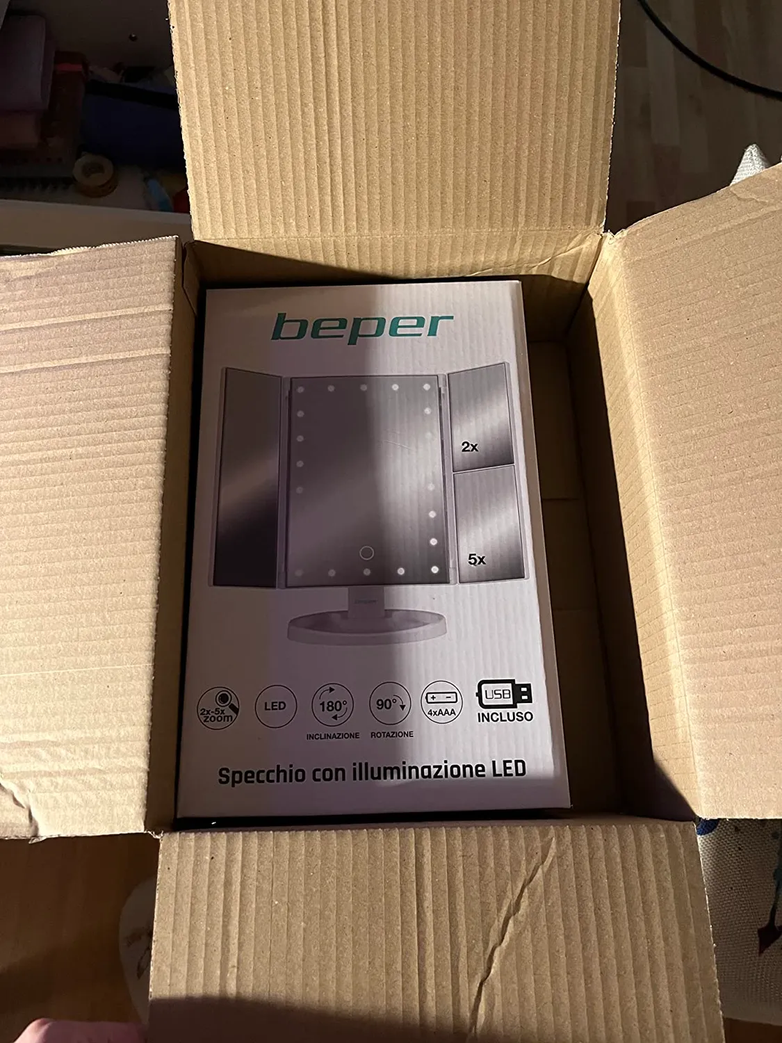 Beper P302VIS050 miroir maquillage LED 1x/2x/5x